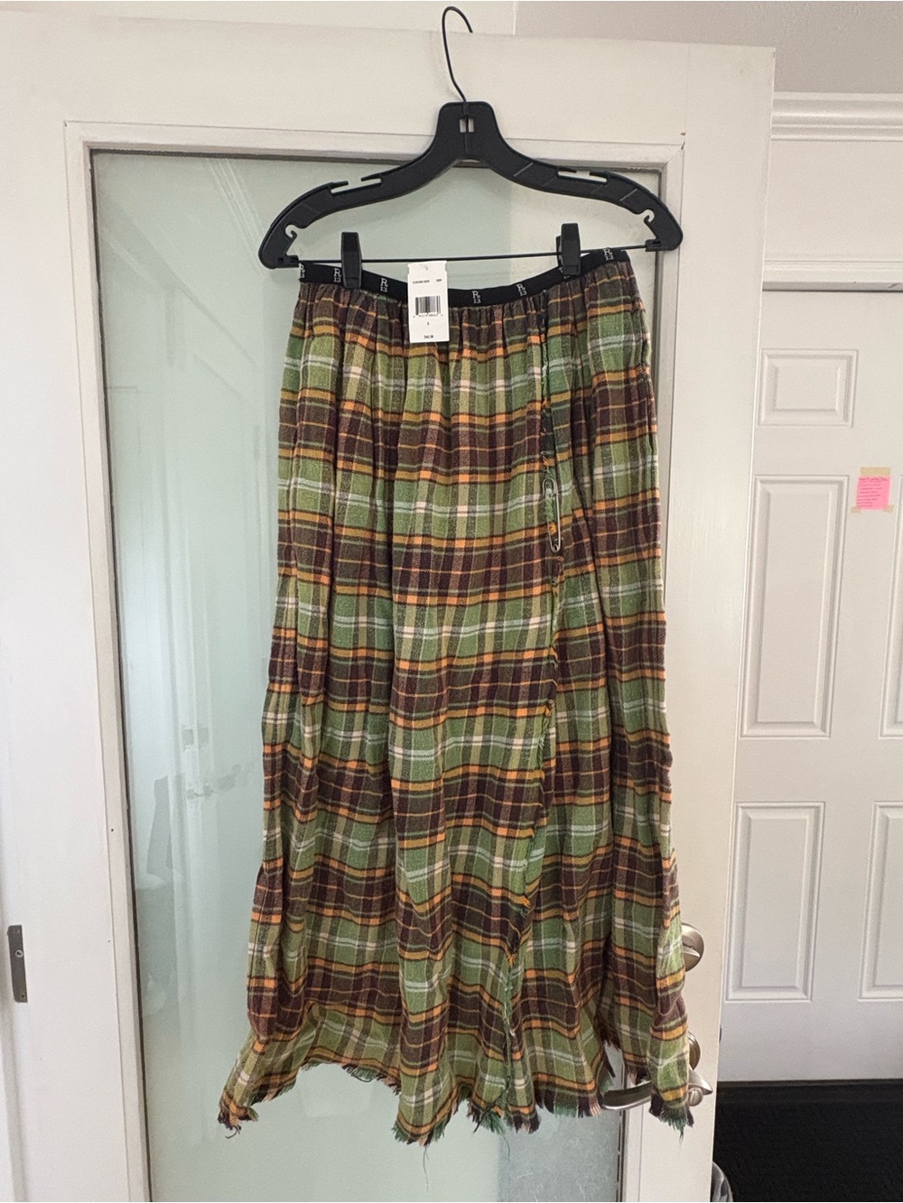 R13 Green and Brown Plaid Midi Skirt - Picture 3 of 4